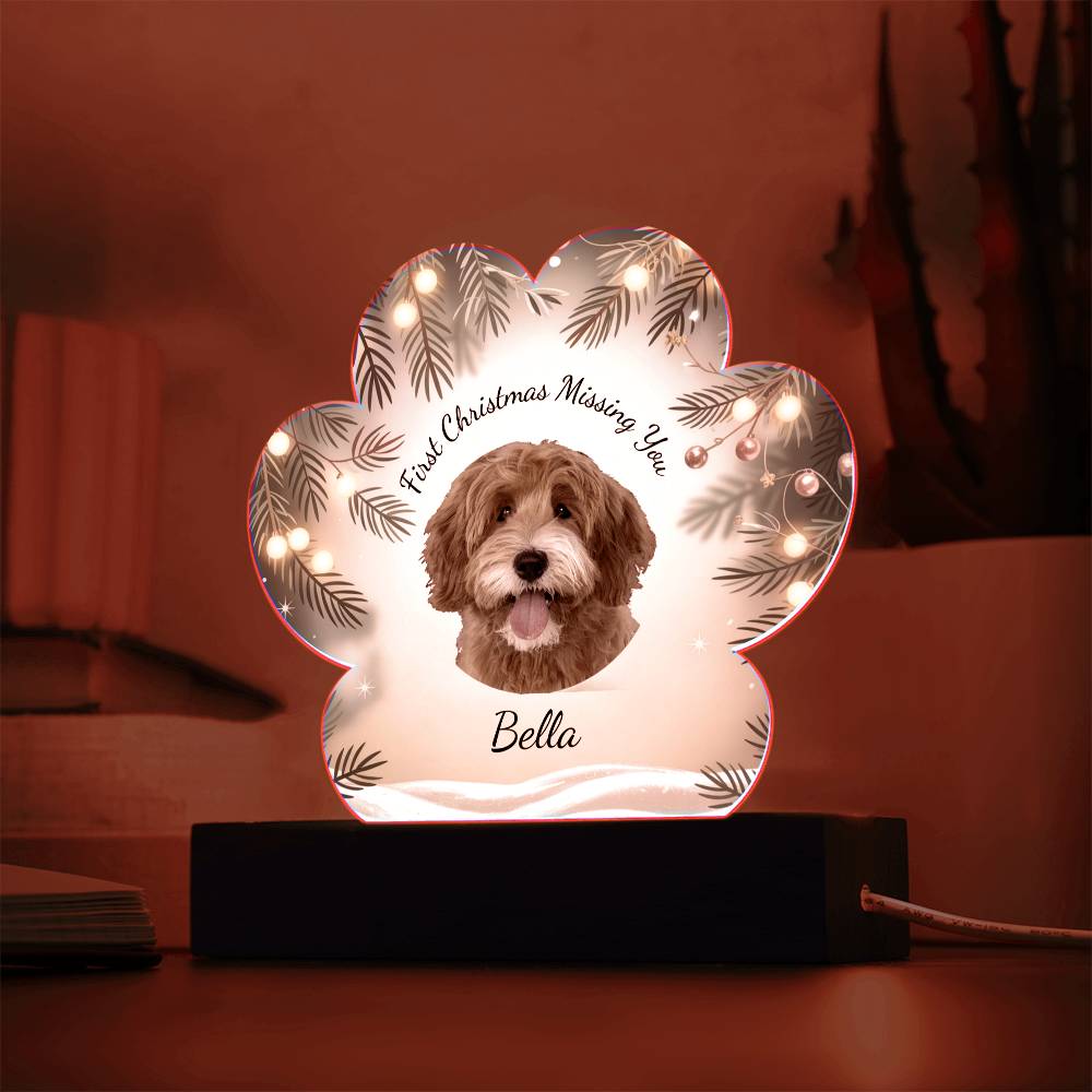 Custom Pet Memorial LED Acrylic | First Christmas Missing You | Personalized Dog & Cat Remembrance Gift