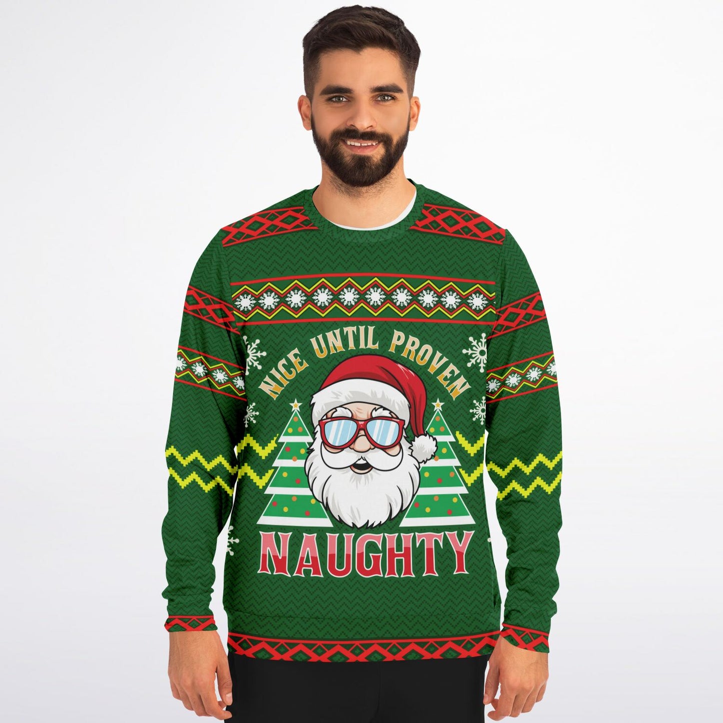 “Nice Until Proven Naughty” Ugly Christmas Sweater
