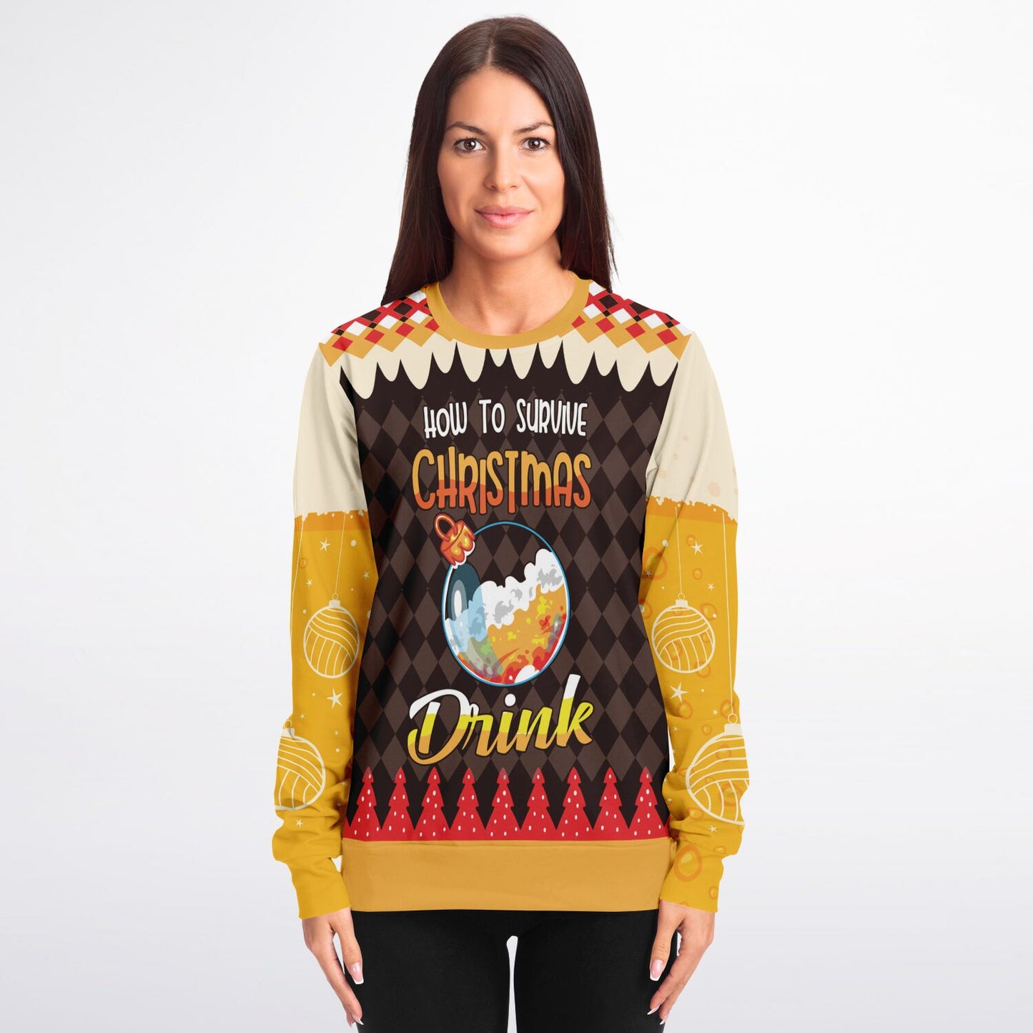 "How to Survive Christmas: Drink" Ugly Christmas Sweater