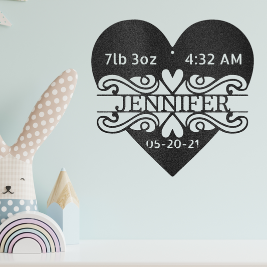 Baby Birth Announcement Sign - Metal Wall Art