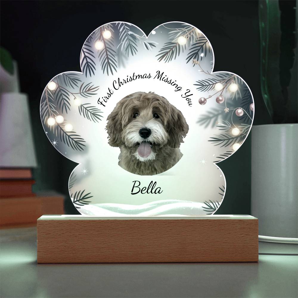 Custom Pet Memorial LED Acrylic | First Christmas Missing You | Personalized Dog & Cat Remembrance Gift