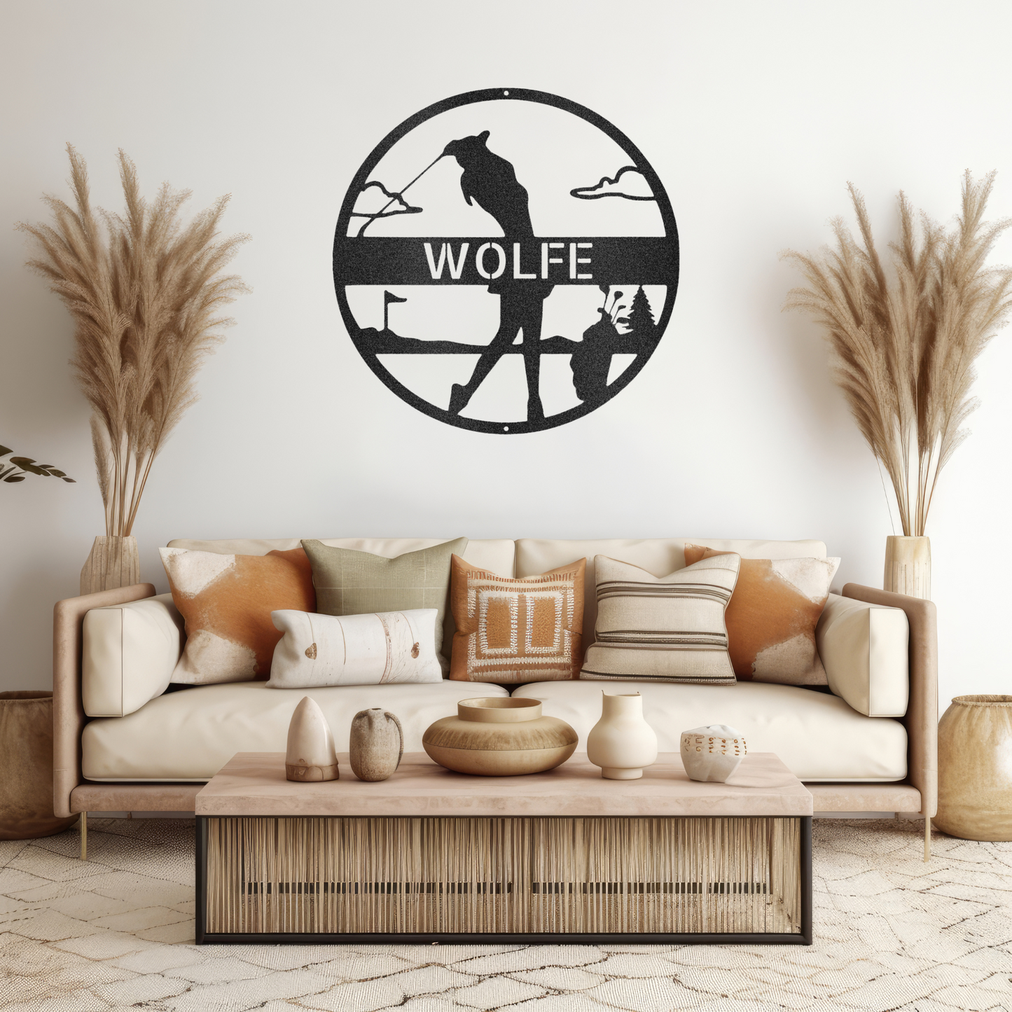 Custom Golfer Monogram - Metal Wall Art
