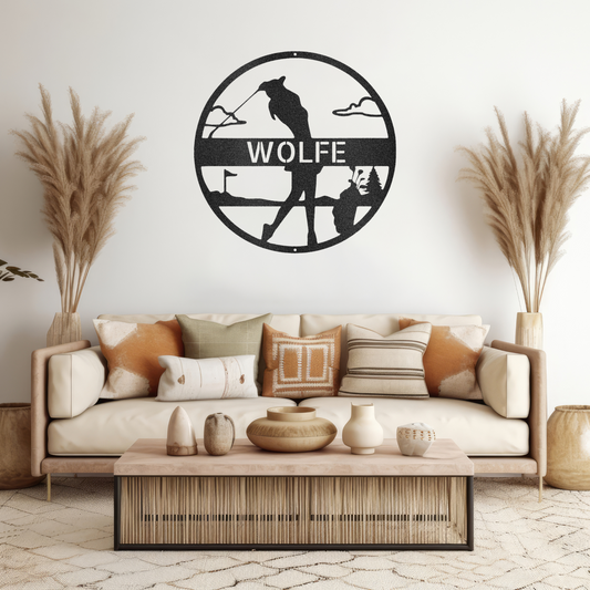 Custom Golfer Monogram - Metal Wall Art