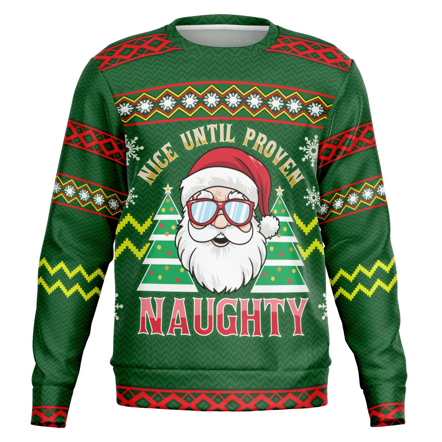 “Nice Until Proven Naughty” Ugly Christmas Sweater
