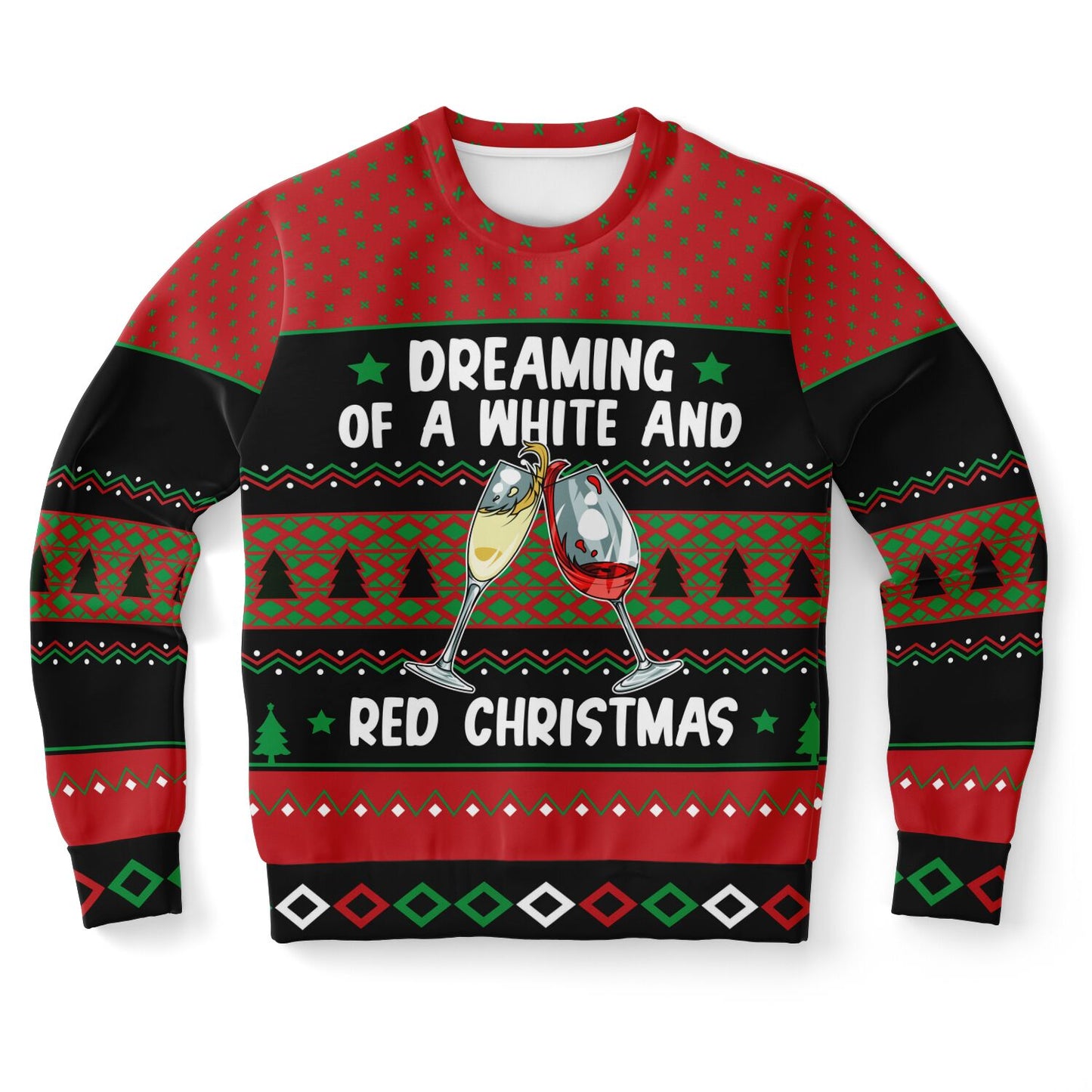 Wine Lovers White and Red Ugly Christmas Sweater