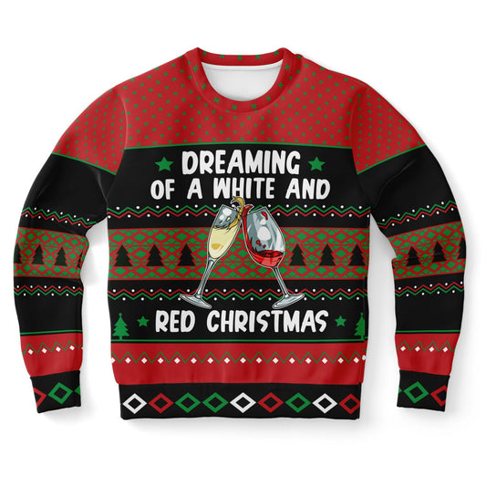 Wine Lovers White and Red Ugly Christmas Sweater