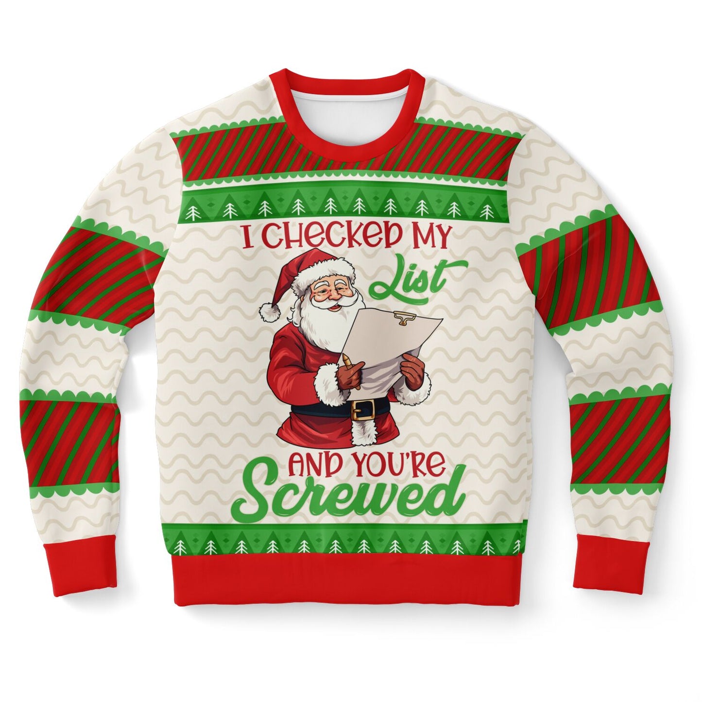 "Santa’s List Says You’re Screwed" Ugly Christmas Sweater