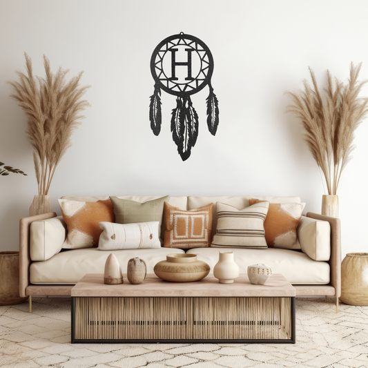 Dream Catcher Monogram - Metal Wall Art