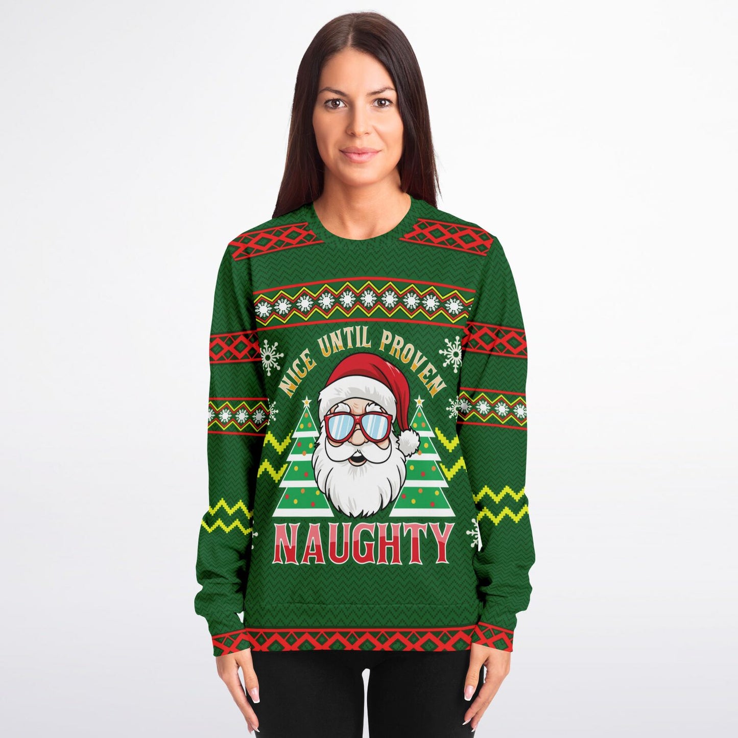 “Nice Until Proven Naughty” Ugly Christmas Sweater