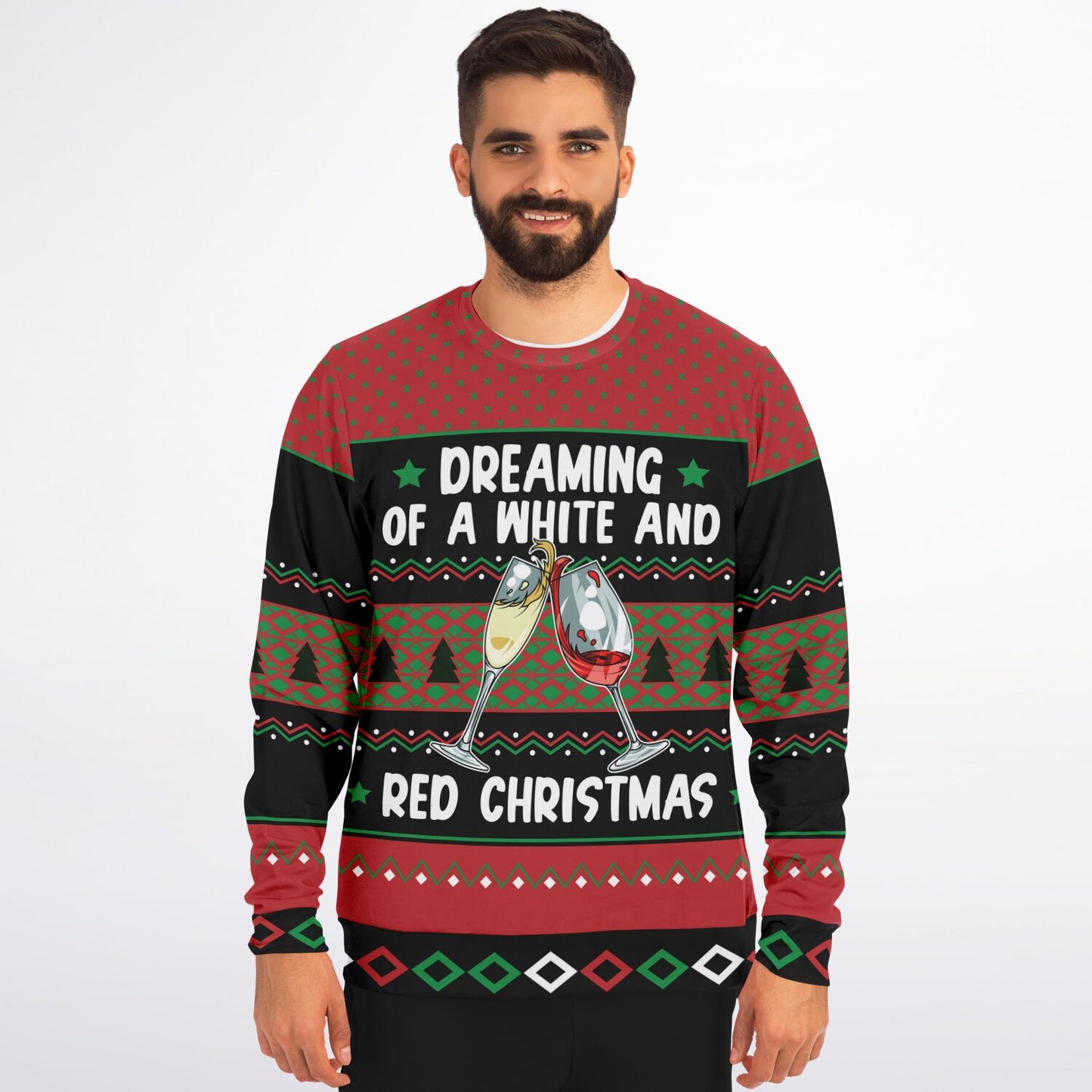 Wine Lovers White and Red Ugly Christmas Sweater