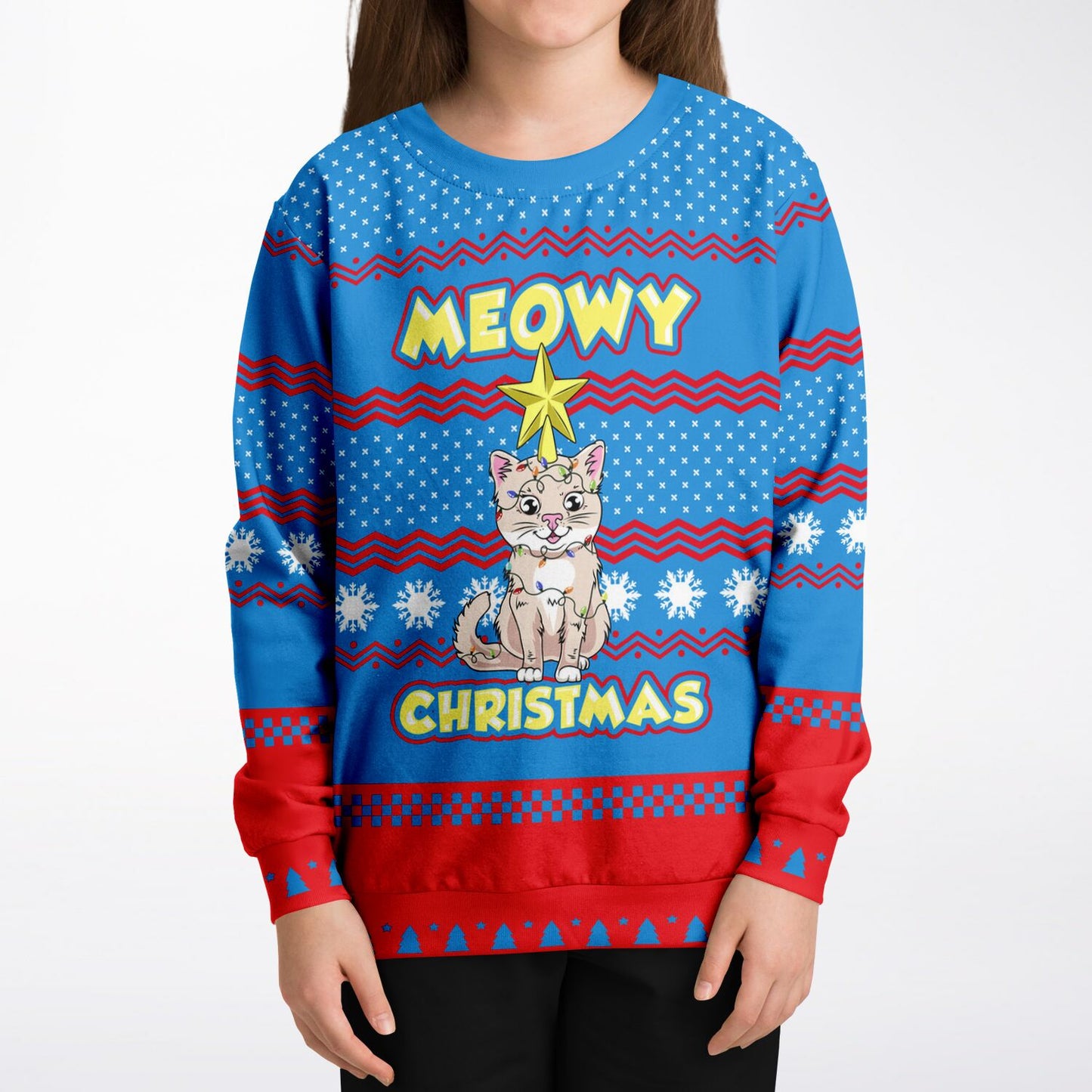 Youth Size Meowy Christmas Ugly Christmas Sweater