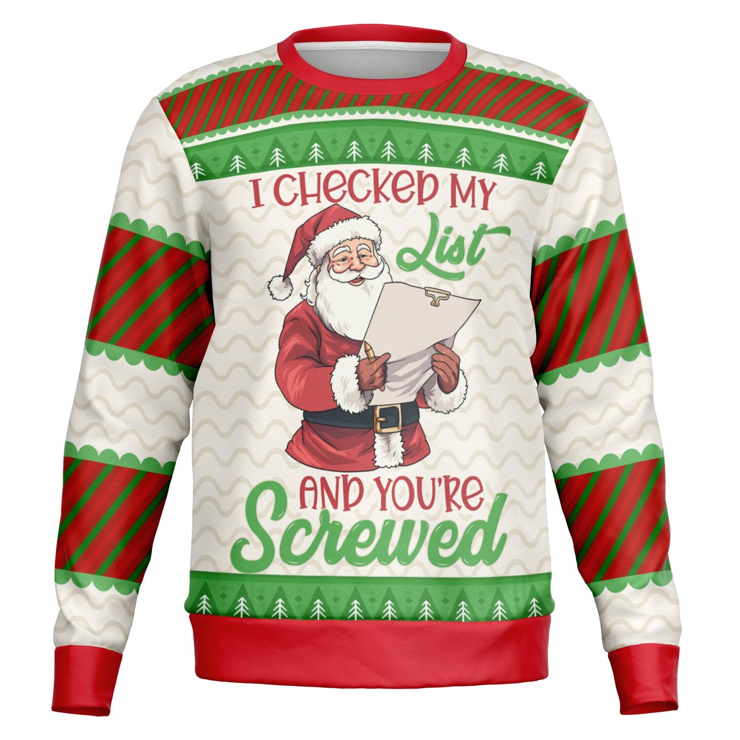 "Santa’s List Says You’re Screwed" Ugly Christmas Sweater