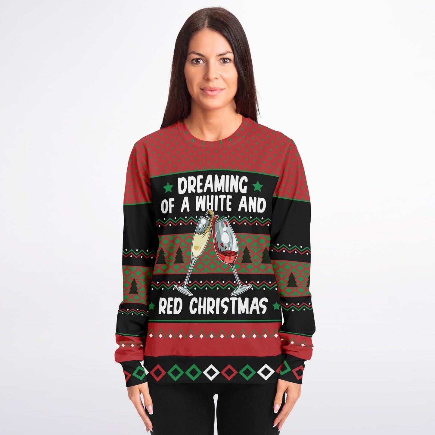 Wine Lovers White and Red Ugly Christmas Sweater