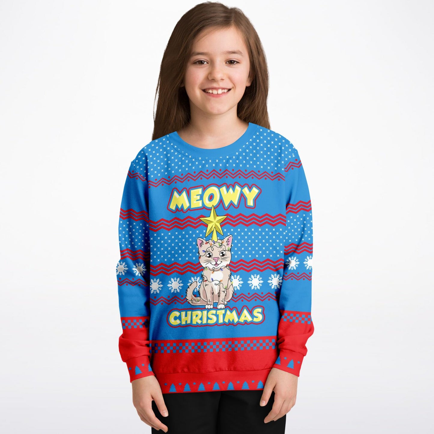 Youth Size Meowy Christmas Ugly Christmas Sweater