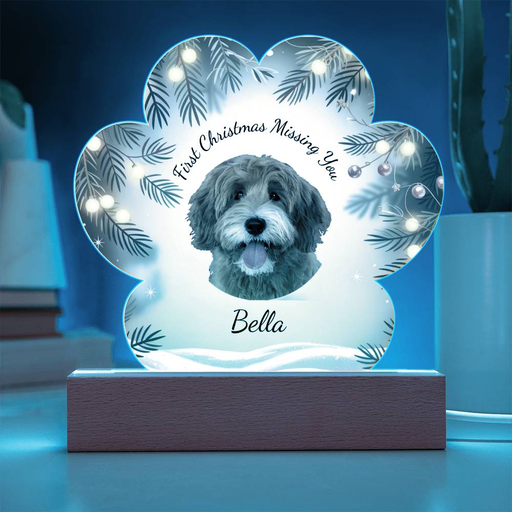 Custom Pet Memorial LED Acrylic | First Christmas Missing You | Personalized Dog & Cat Remembrance Gift