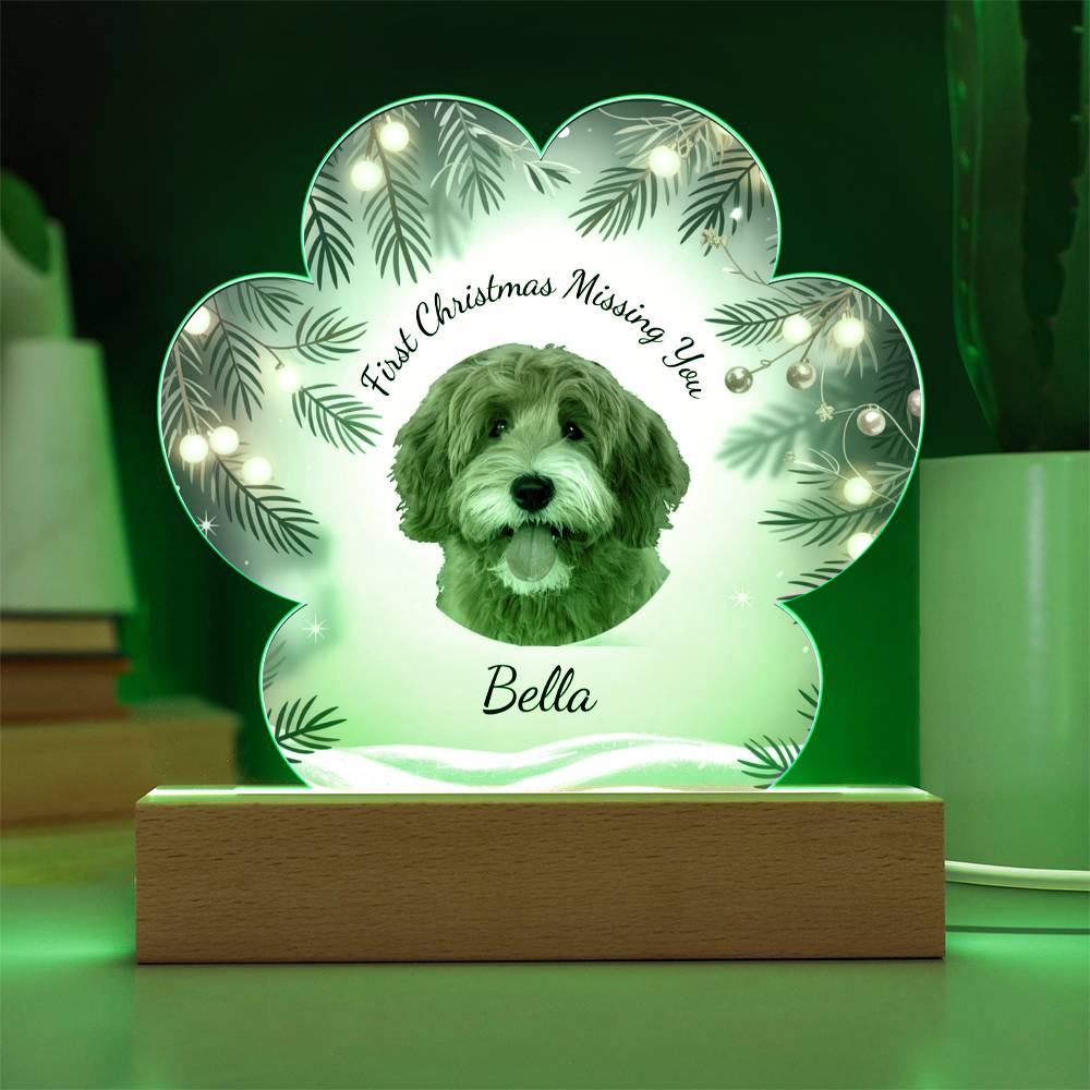 Custom Pet Memorial LED Acrylic | First Christmas Missing You | Personalized Dog & Cat Remembrance Gift