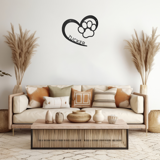 Puppy Dog Love Monogram  - Metal Wall Art