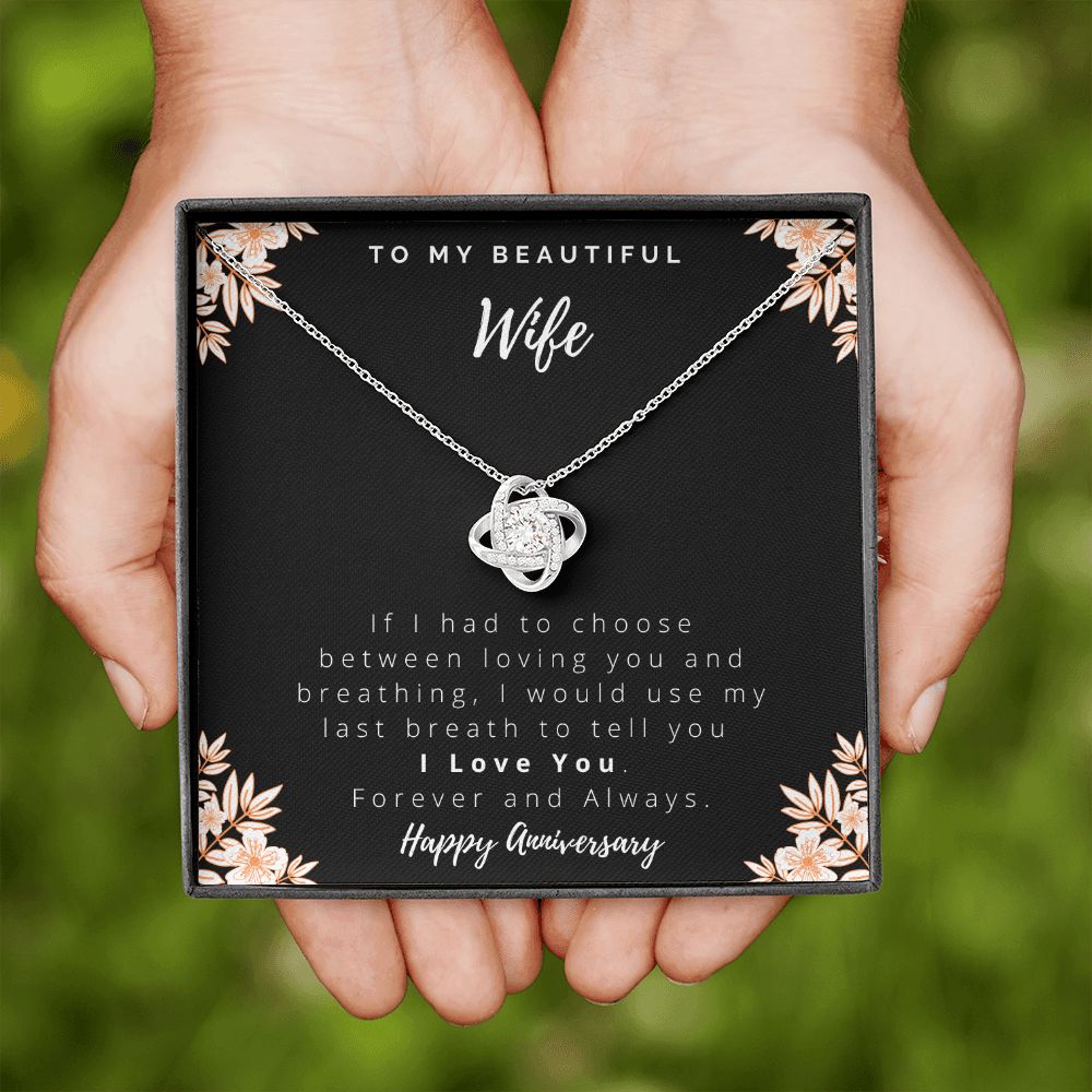 Wife Anniversary Gift Love Knot Necklace