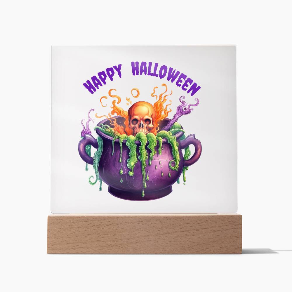 Skull & Bones Happy Halloween Acrylic Plaque