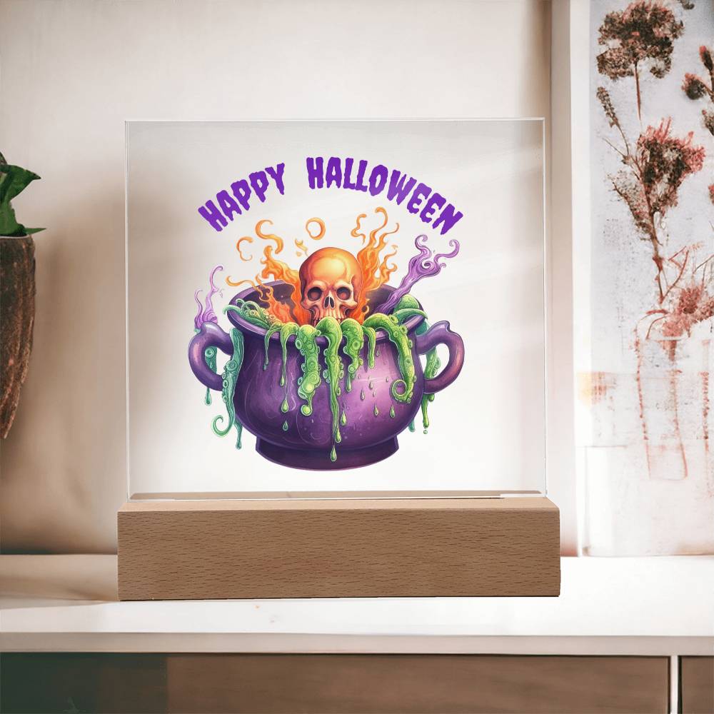 Skull & Bones Happy Halloween Acrylic Plaque