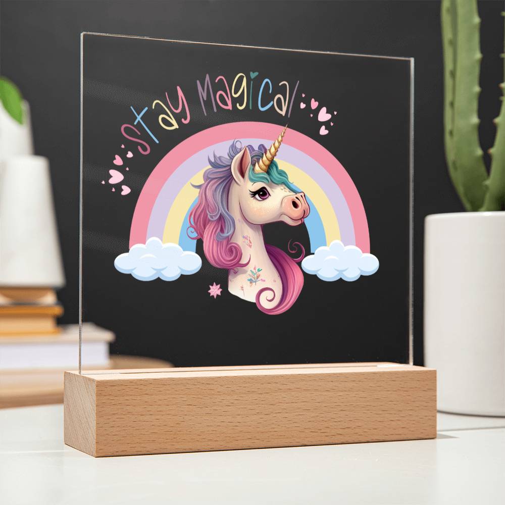 Stay Magical Unicorn Acrylic Night Light Bedroom Decor ET