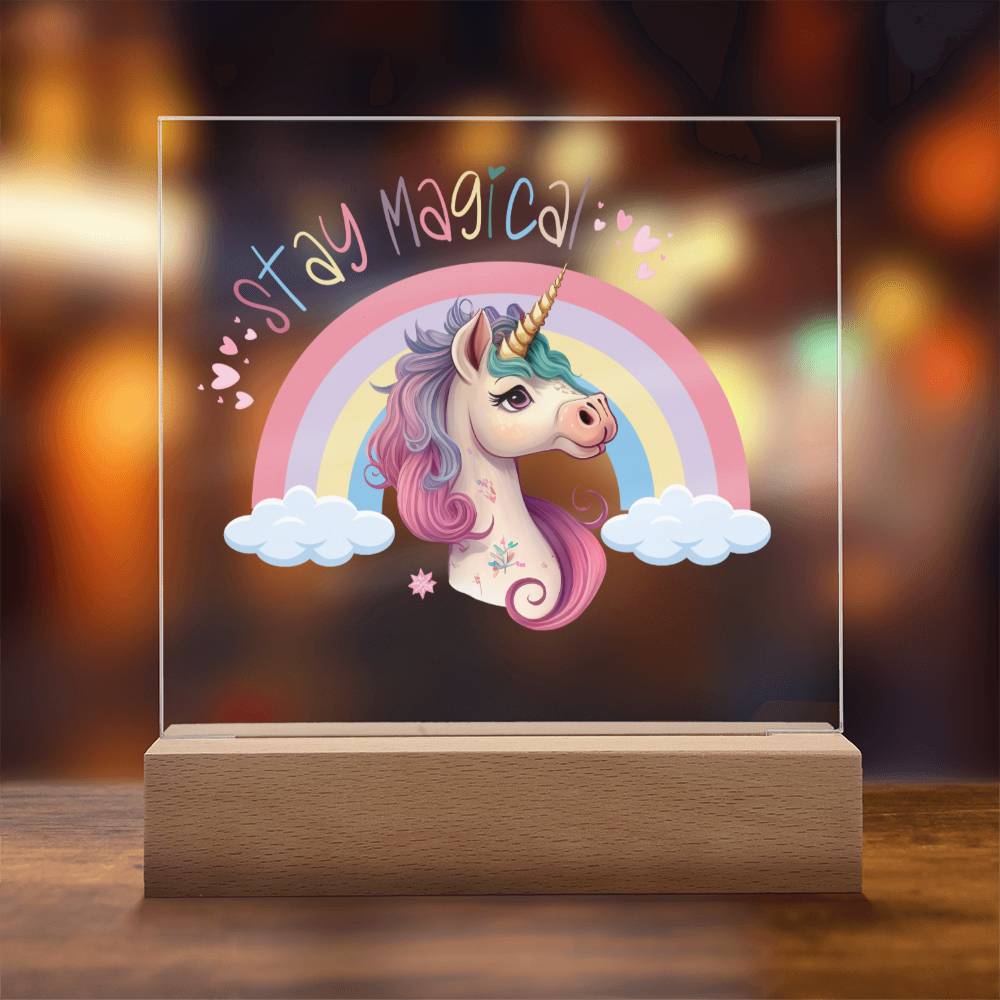 Stay Magical Unicorn Acrylic Night Light Bedroom Decor ET