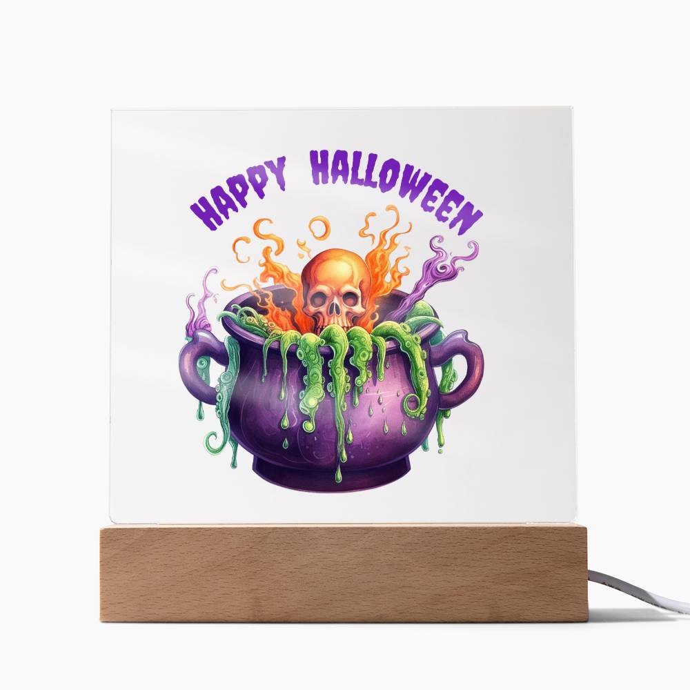 Skull & Bones Happy Halloween Acrylic Plaque