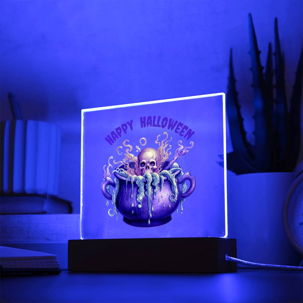 Skull & Bones Happy Halloween Acrylic Plaque