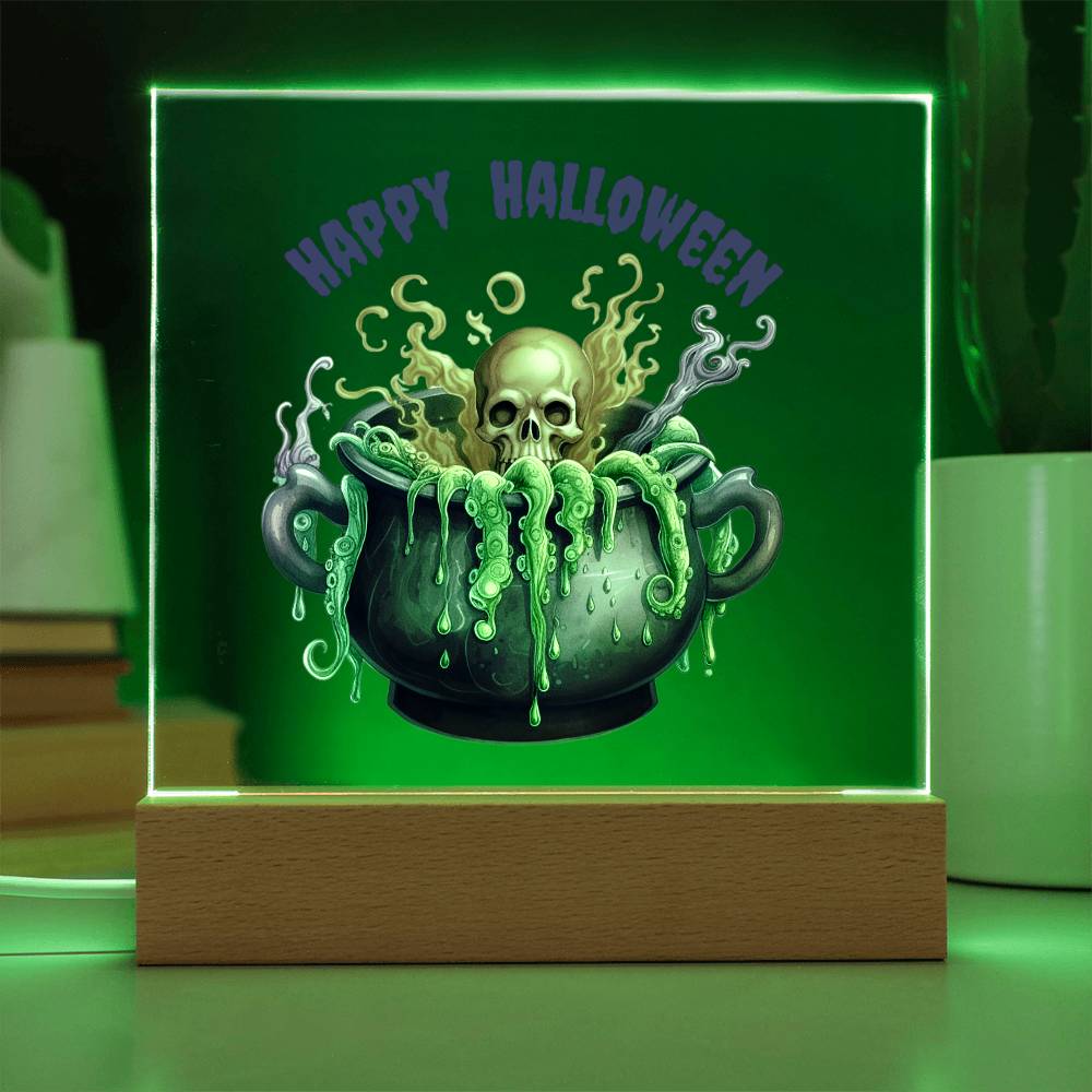 Skull & Bones Happy Halloween Acrylic Plaque