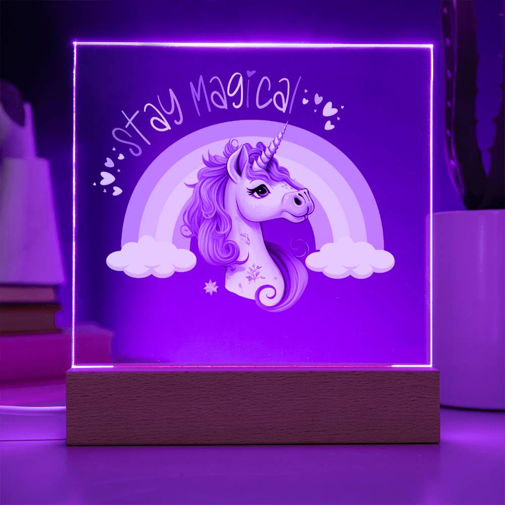 Stay Magical Unicorn Acrylic Night Light Bedroom Decor ET