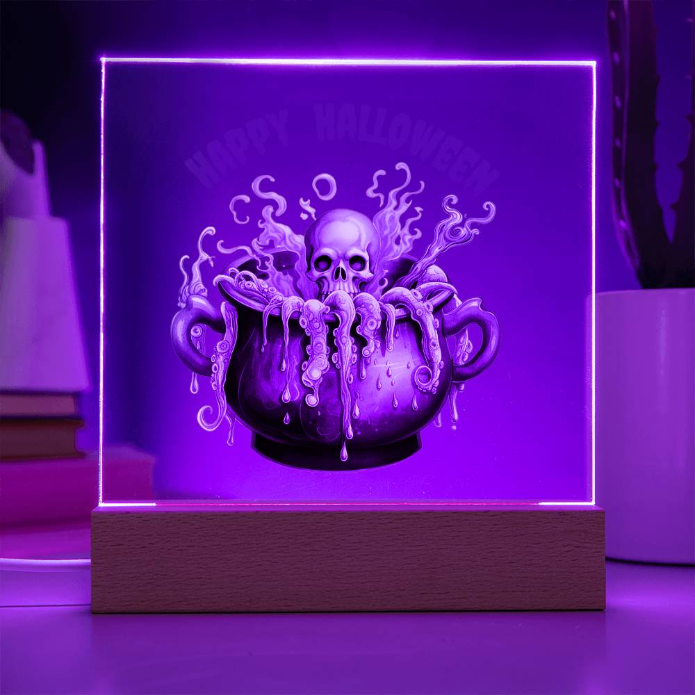 Skull & Bones Happy Halloween Acrylic Plaque
