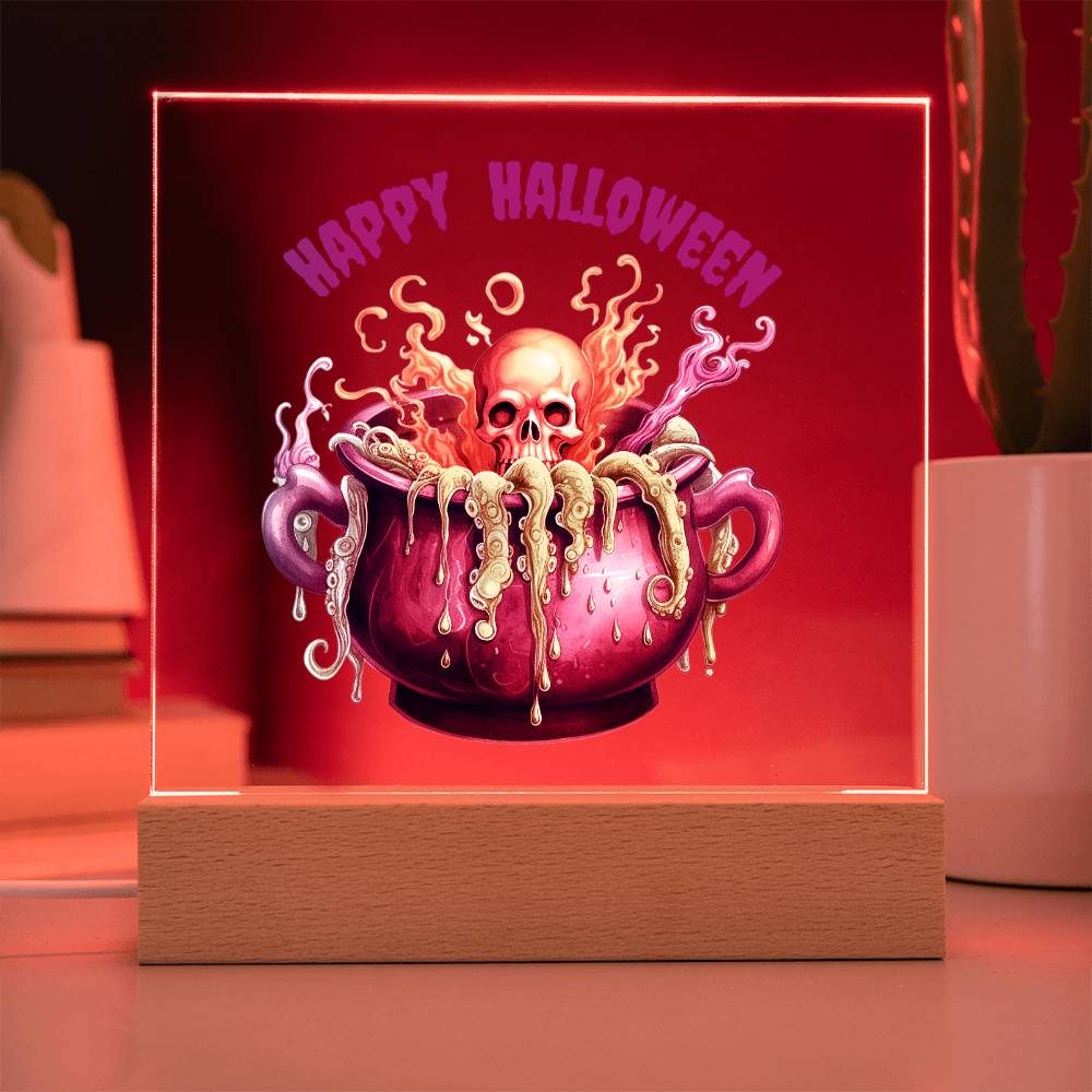 Skull & Bones Happy Halloween Acrylic Plaque