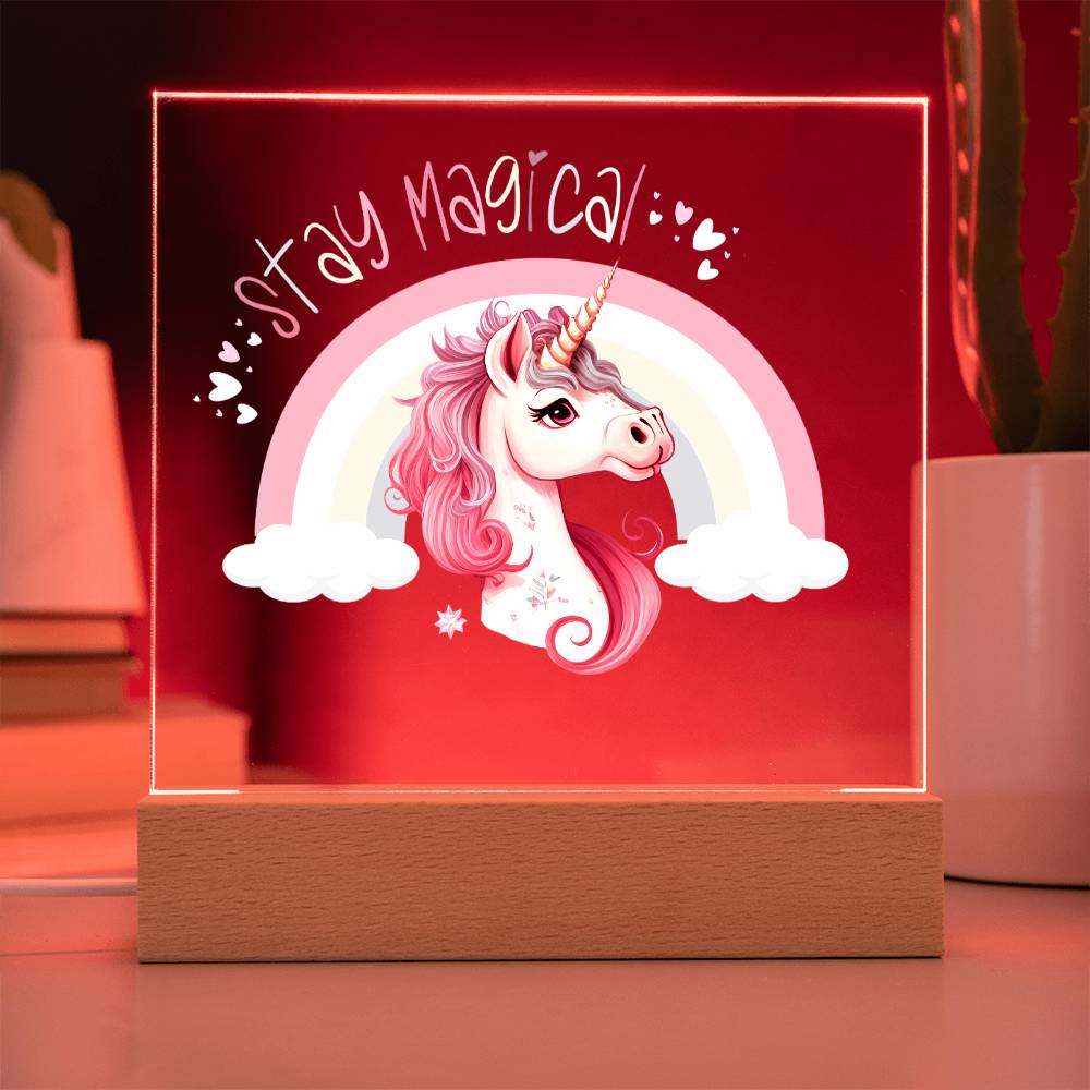 Stay Magical Unicorn Acrylic Night Light Bedroom Decor ET