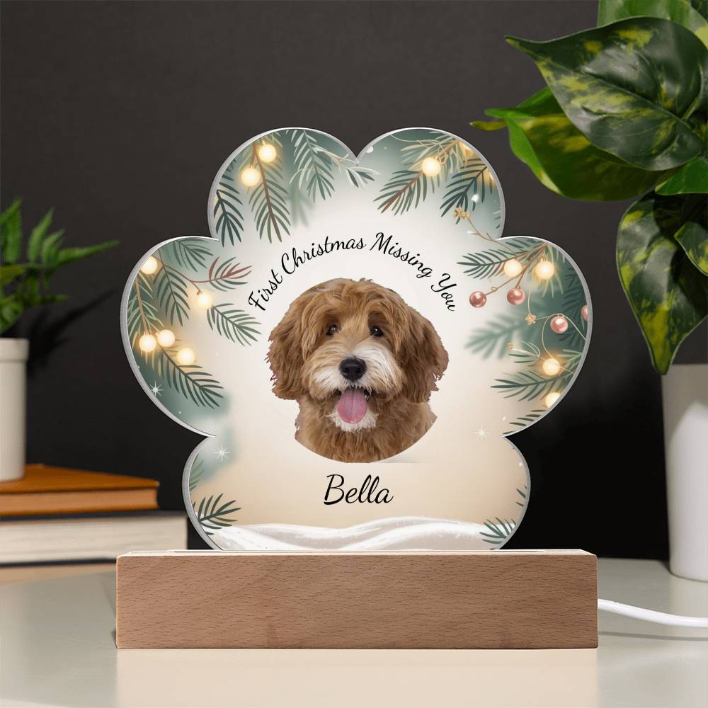 Custom Pet Memorial LED Acrylic | First Christmas Missing You | Personalized Dog & Cat Remembrance Gift