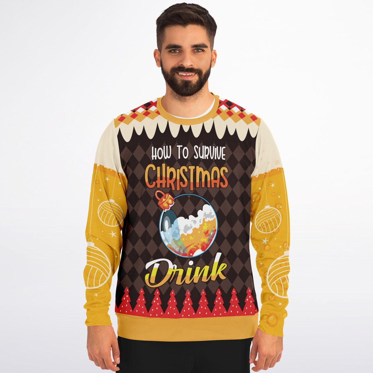 "How to Survive Christmas: Drink" Ugly Christmas Sweater