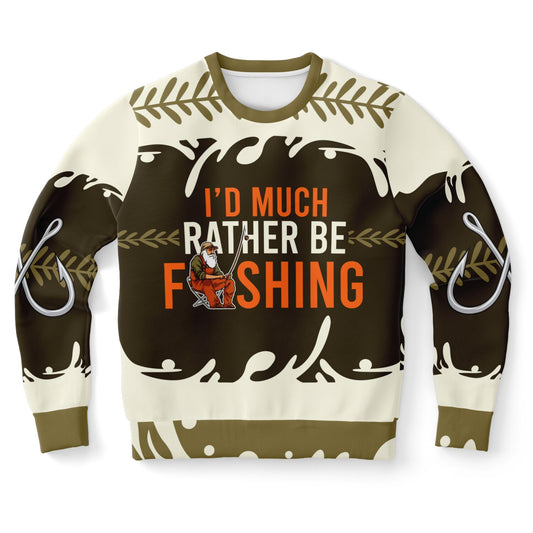 "I’d Much Rather Be Fishing" Ugly Christmas Sweater
