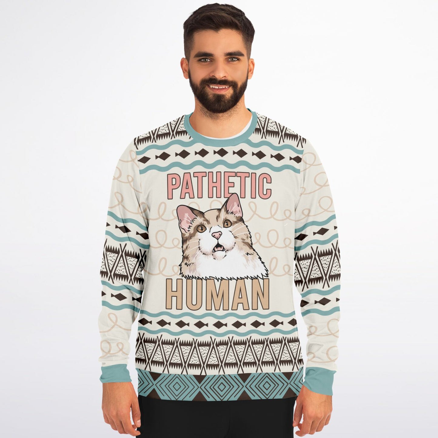 Pathetic Human - Sassy Cat Ugly Christmas Sweater