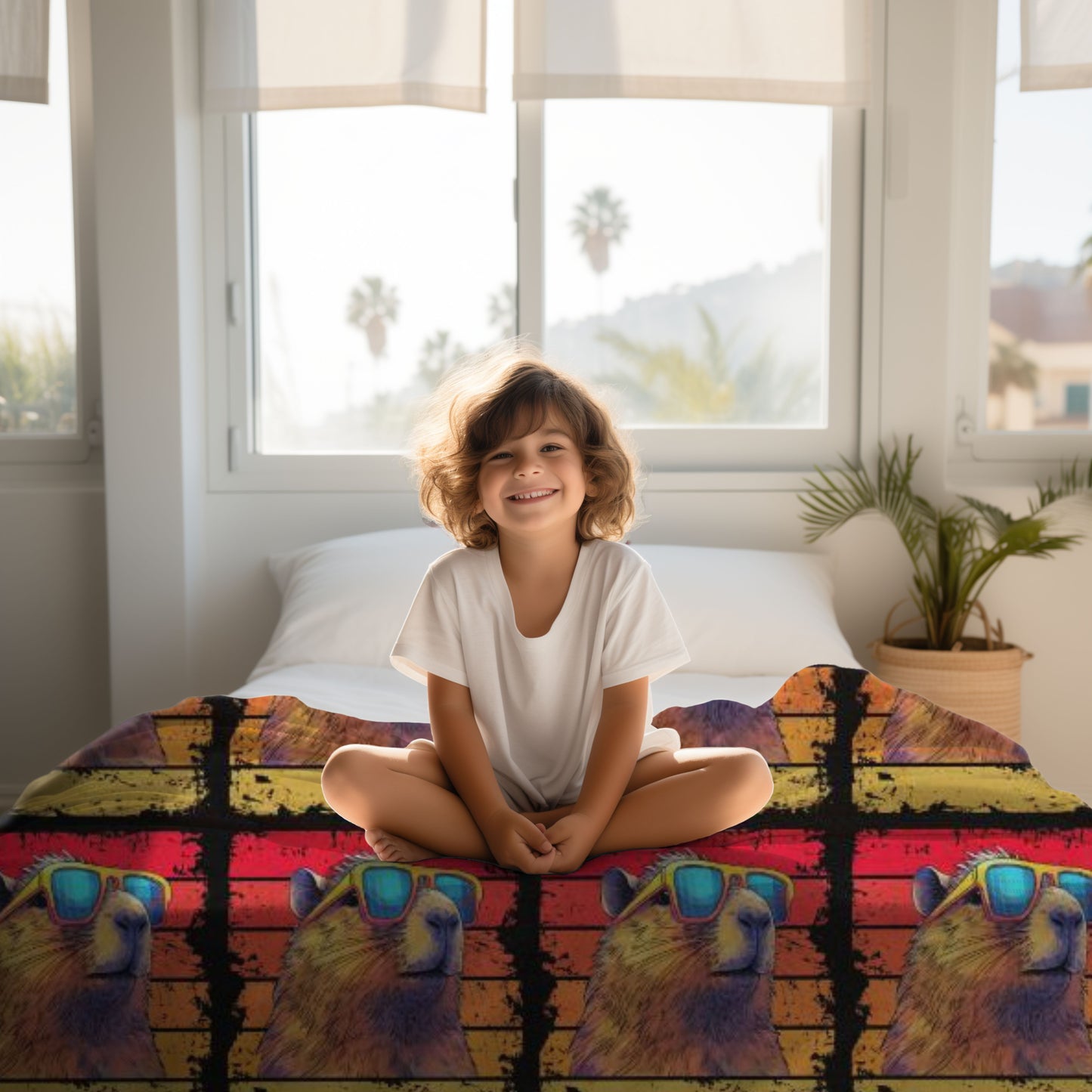 Retro Capybara Plush Coral Fleece Blanket
