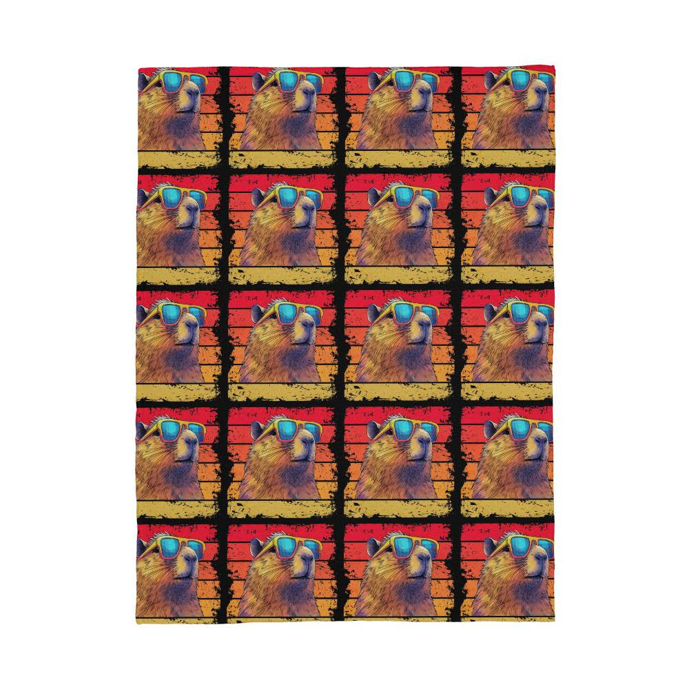 Retro Capybara Plush Coral Fleece Blanket