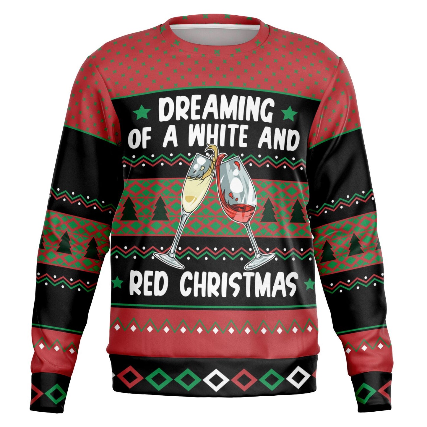 Wine Lovers White and Red Ugly Christmas Sweater
