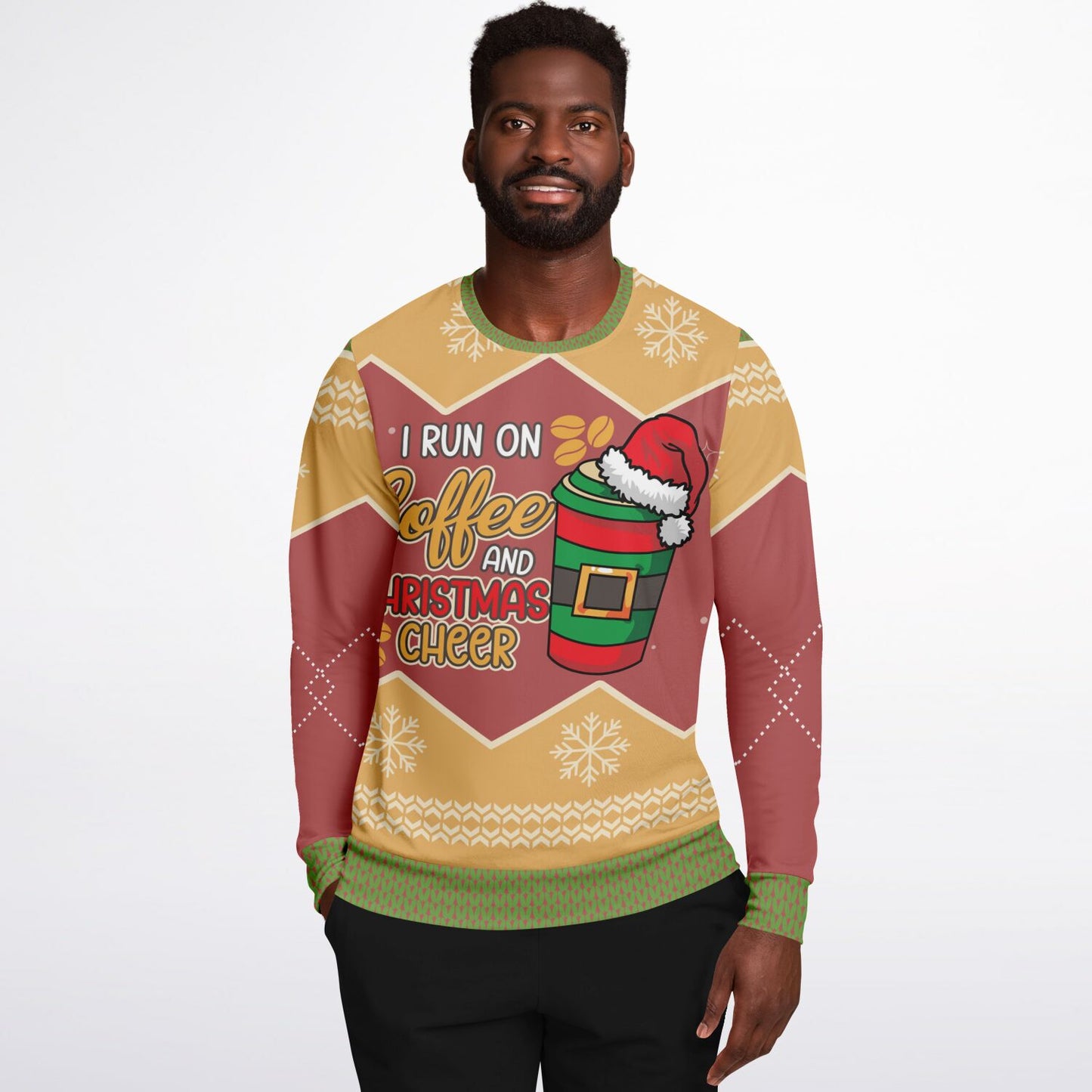 "I Run on Coffee and Christmas Cheer" Ugly Christmas Sweater
