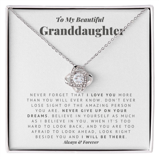 Love Knot Necklace for Granddaughter with Meaningful Message Card