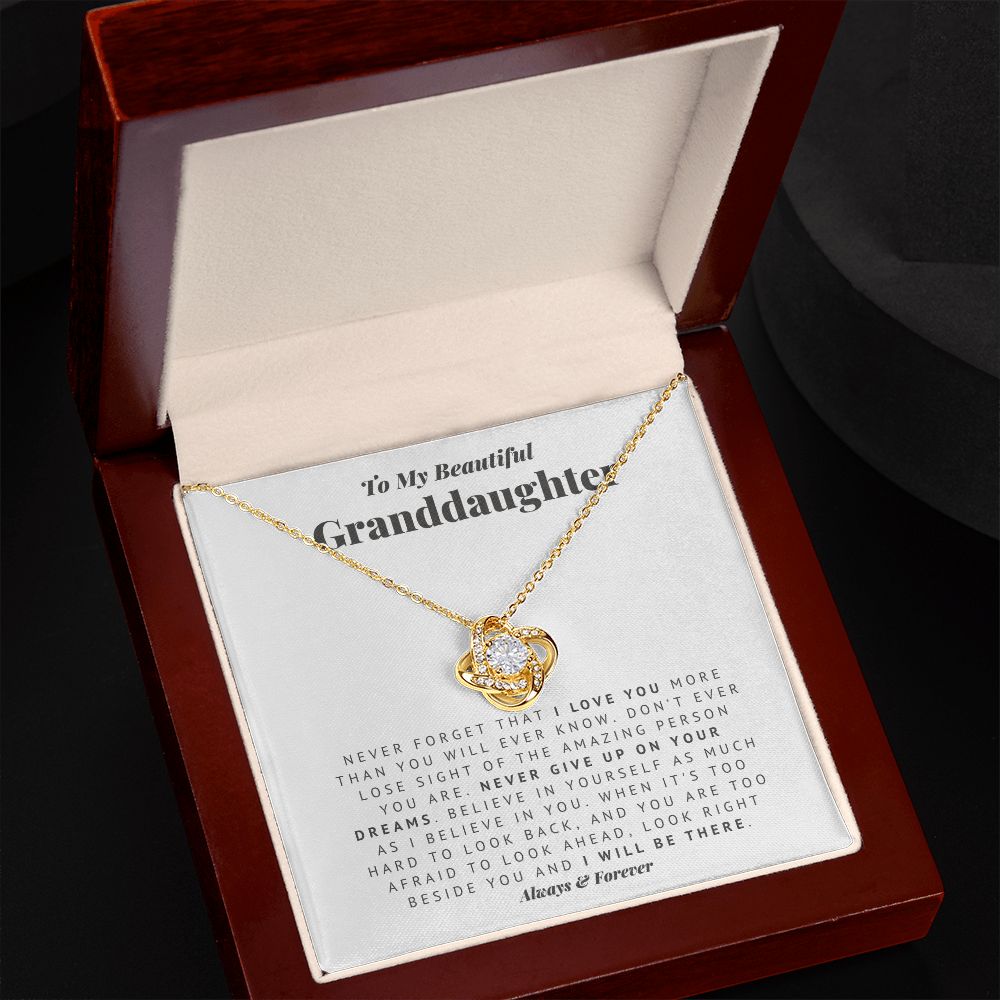 Love Knot Necklace for Granddaughter with Meaningful Message Card