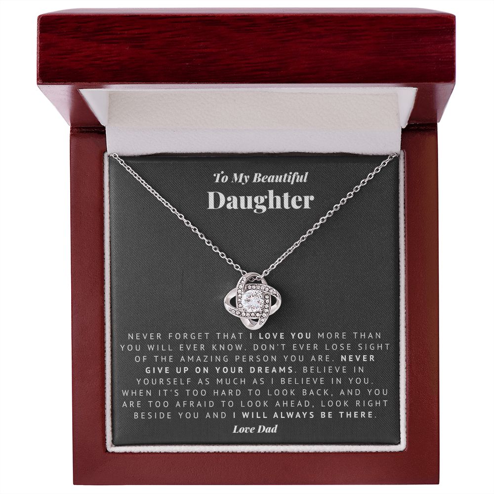 Always There Dad to Daughter Love Knot Necklace
