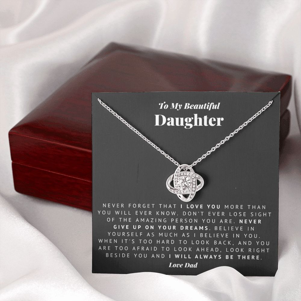Always There Dad to Daughter Love Knot Necklace