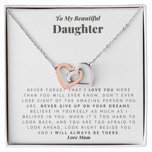 Mum to Daughter Interlocking Hearts Necklace