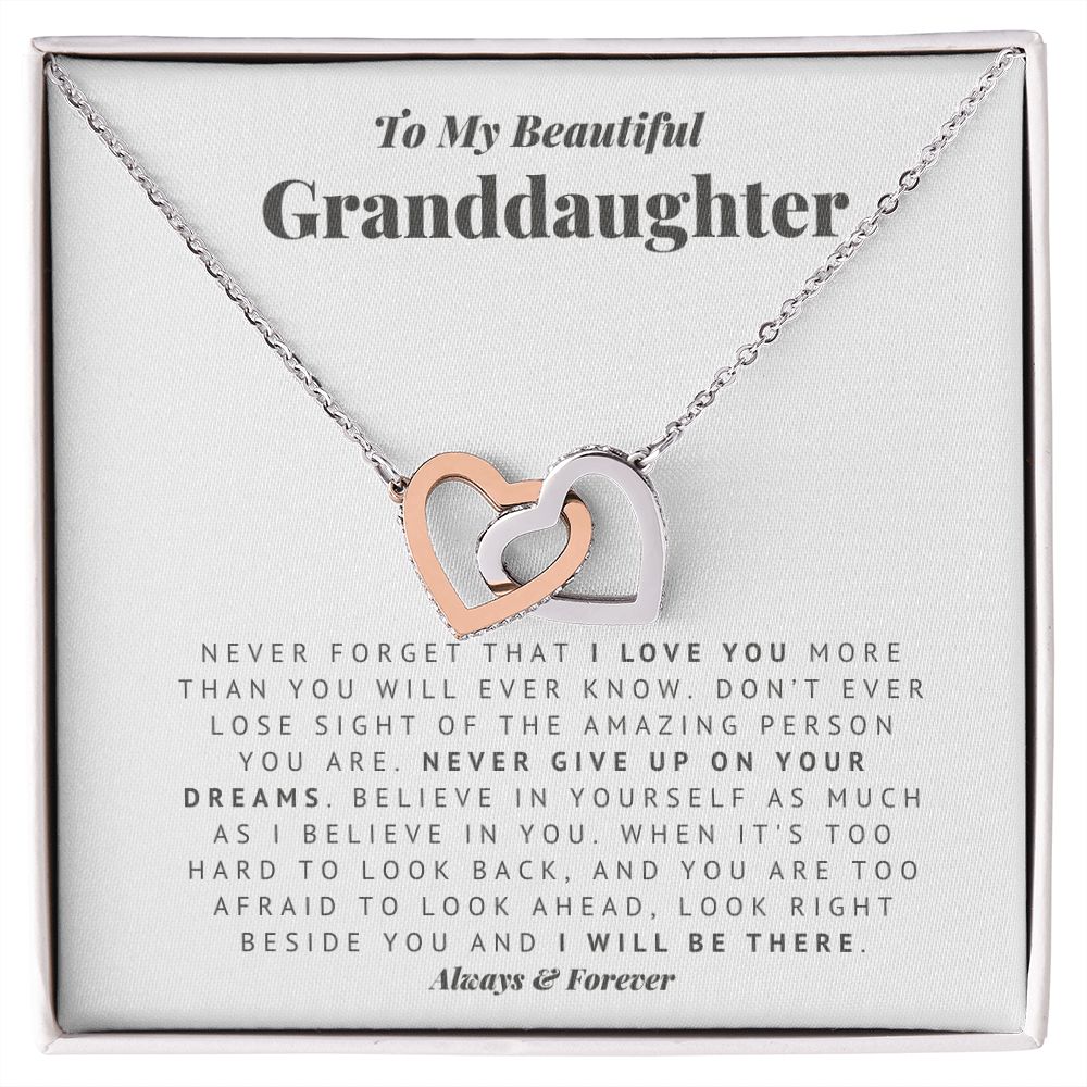 Always There Necklace Gift for Granddaughter from Grandmother Grandfather with Meaningful Message Card