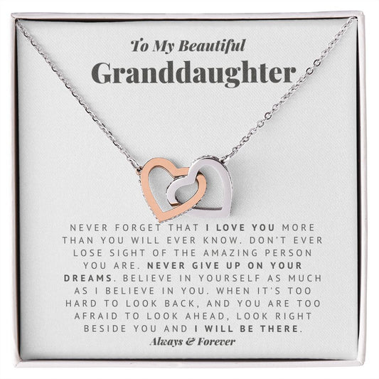 Always There Necklace Gift for Granddaughter from Grandmother Grandfather with Meaningful Message Card