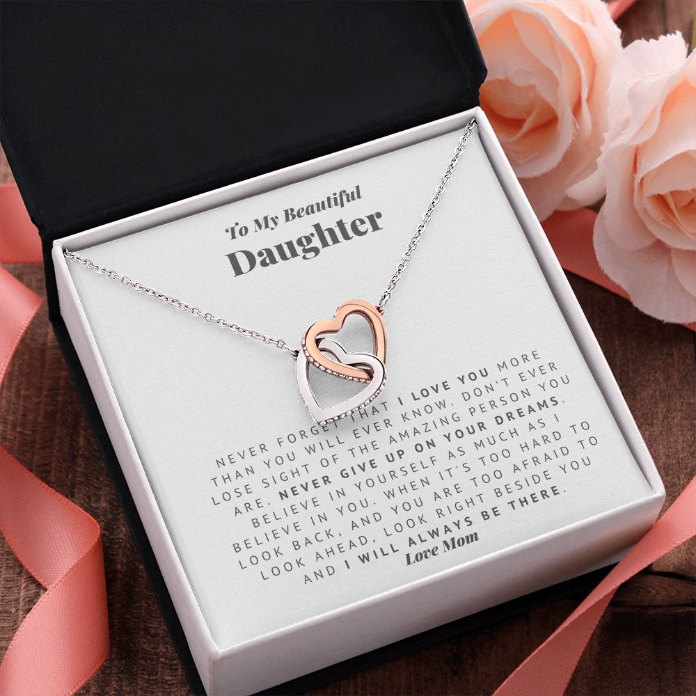 Mom to Daughter Interlocking Hearts Necklace