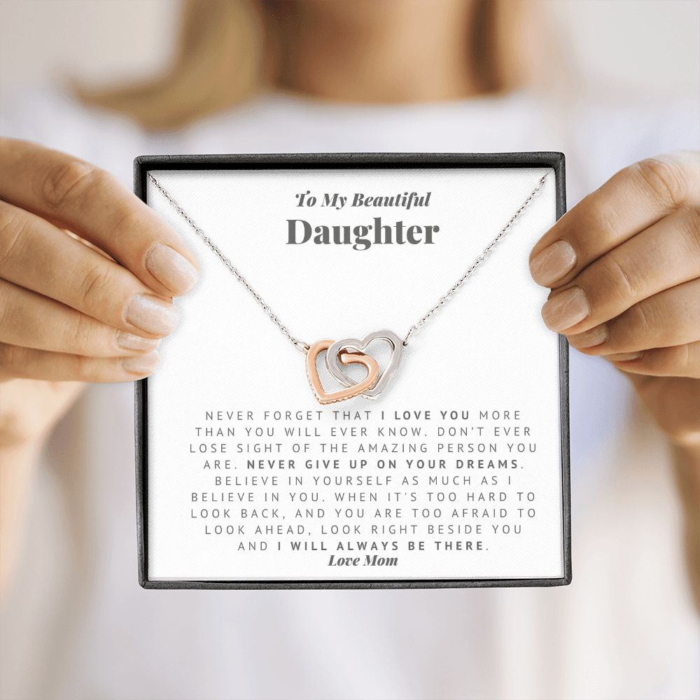 Mom to Daughter Interlocking Hearts Necklace